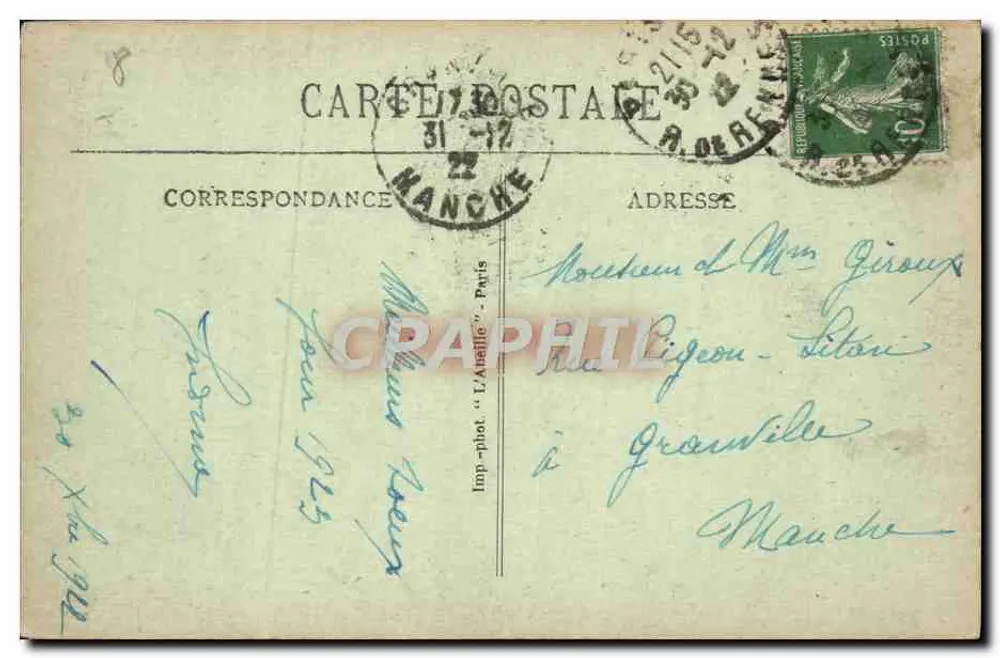 Paris - O Panteão e a Estátua de J.-J. Rousseau — Imp. « L'Auëille » - Paris, n°6 - Verso