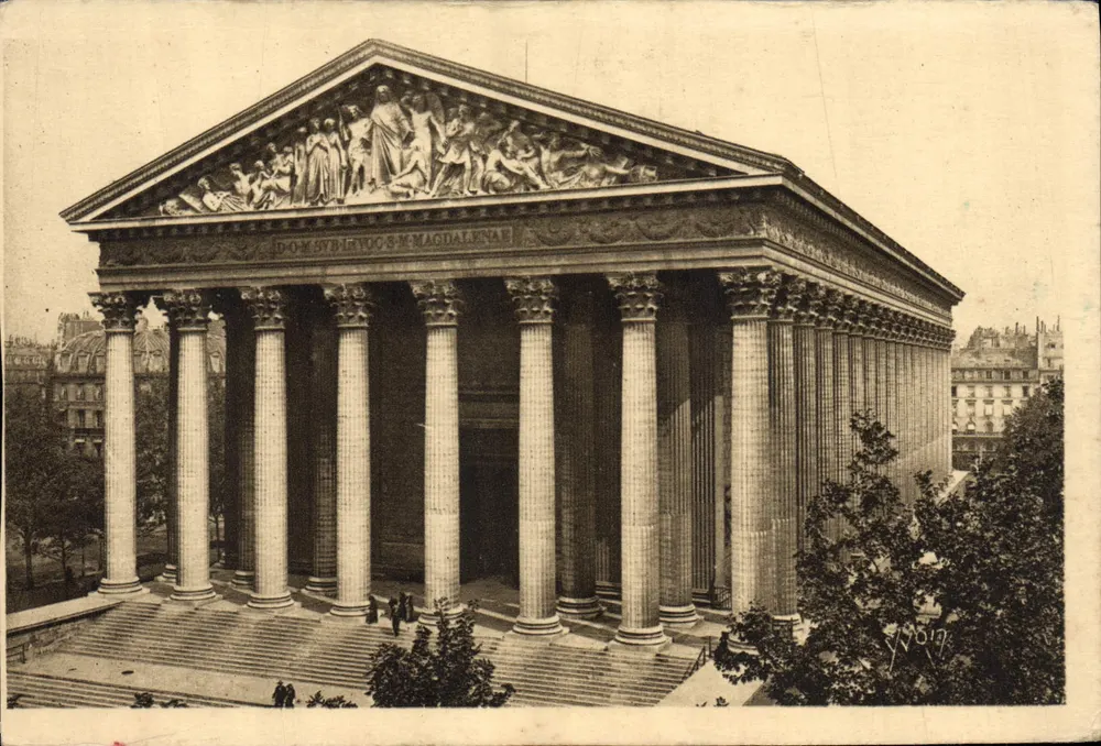 Église Sainte-Magdeleine — façade néoclassique avec colonnade — éditeur Paris - En Flanana, n° 103 - Frente