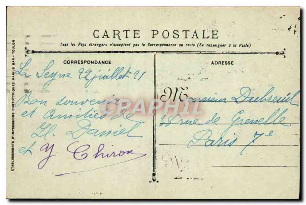 Toulon. Platz der Freiheit - Das Grand Hotel - Rückseite