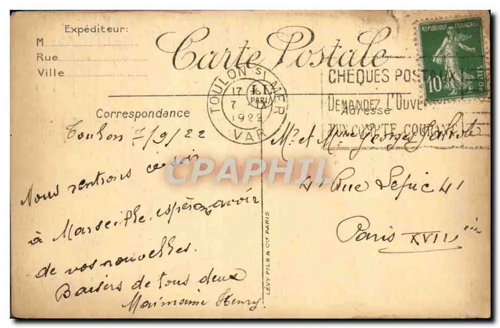 Toulon - La Rade — vue du port avec navires et bateaux — éditeur LÉVY FILS & Cie PARIS, n°48 - Verso