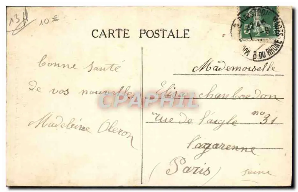 Marselha — Fonte Cantini — L. M. - Verso