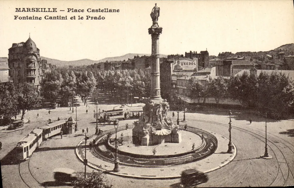 Marseille — Place Castellane, Fontaine Cantini und der Prado - Vorderseite