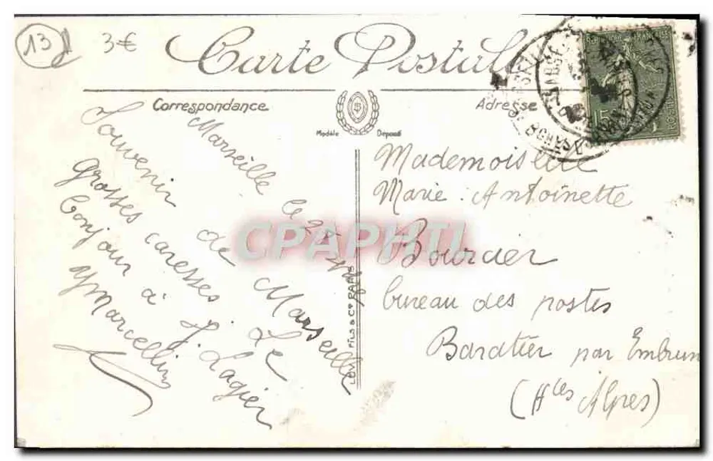 Marseille — Der Baille Boulevard und die Fontaine Cantini — L.L. n°341 - Rückseite