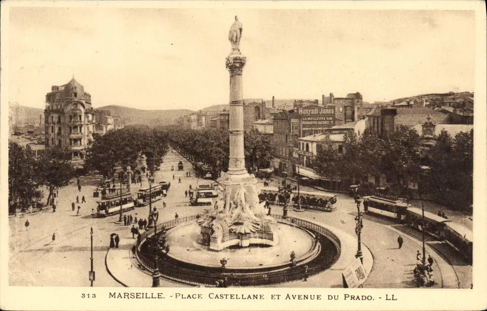 Marseille - Place Castellane und Avenue du Prado — LL, n°313 - Vorderseite