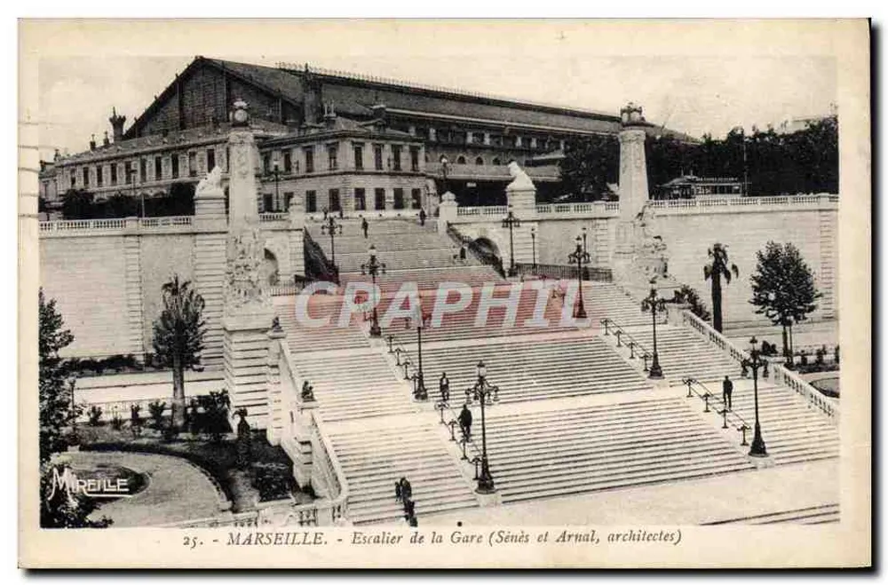 Marseille — Escalier de la Gare (Sénès et Arnal, architectes) — Éditions Mireille, n°25 - Vorderseite
