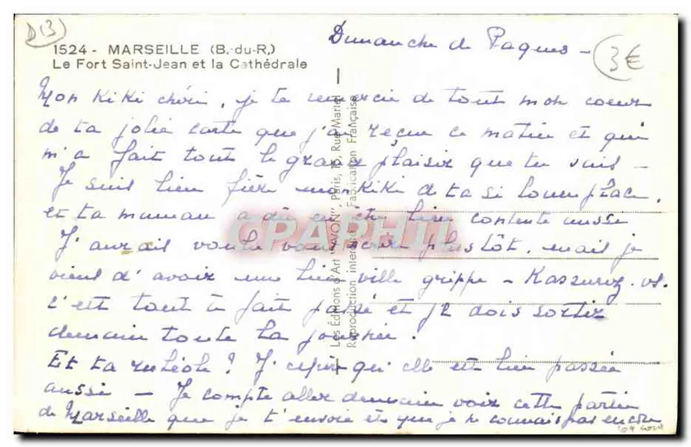 Fort Saint-Jean und die Kathedrale — Marseille — Verlag Art 'SAGON', Paris - Rückseite