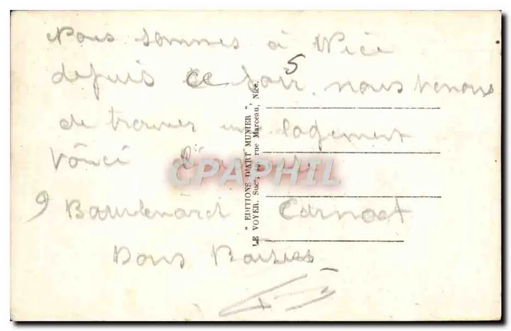 Nice — Algemene uitzicht genomen vanaf de Mont-Boron — Munier, n°227 - Achterkant