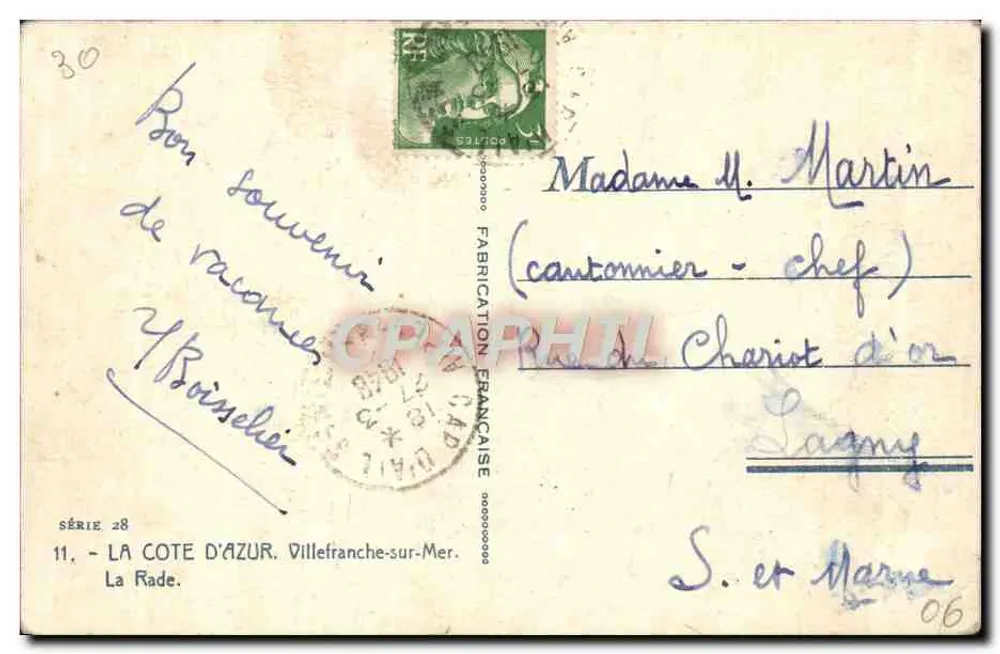 A Baía — Villefranche-sur-Mer — Casa de Tournier - Verso