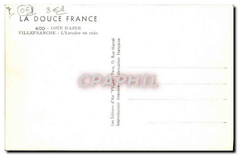 Villefranche-sur-Mer — französische Flotte im Hafen — La Douce France - Rückseite