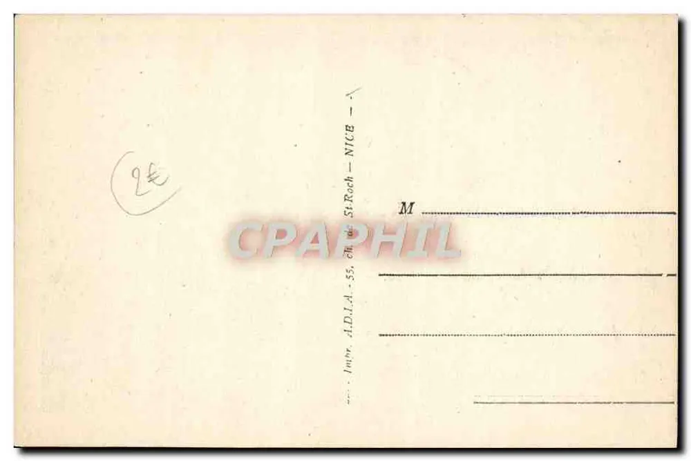Nice — Ansicht des Denkmals Raüba-Capeu und der Grand Hotels — Verlag A.D.I.A. Nr. 18 - Rückseite