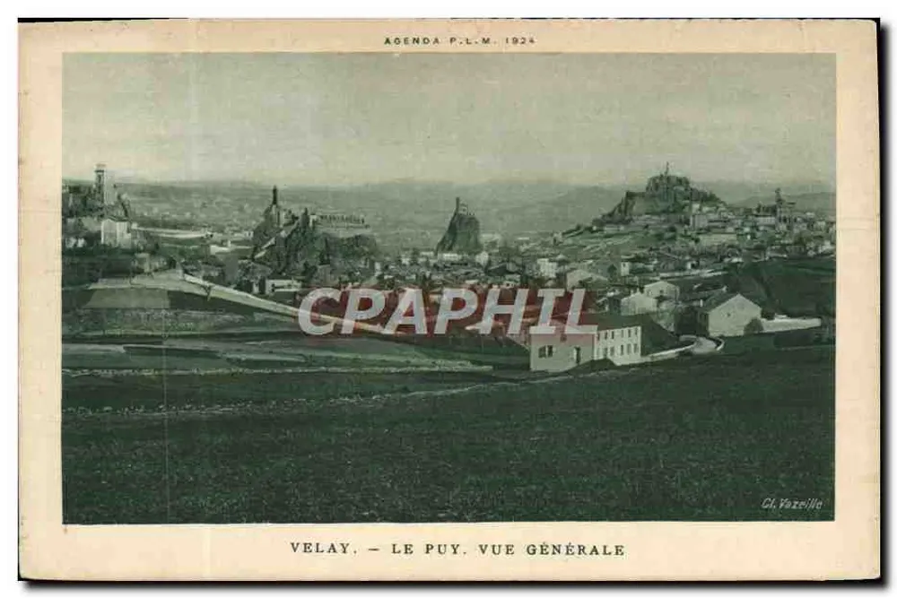 Velay - Le Puy. Ogólny widok — Agenda P.L.M. 1924, wydawca Cl. Vozella - Awers
