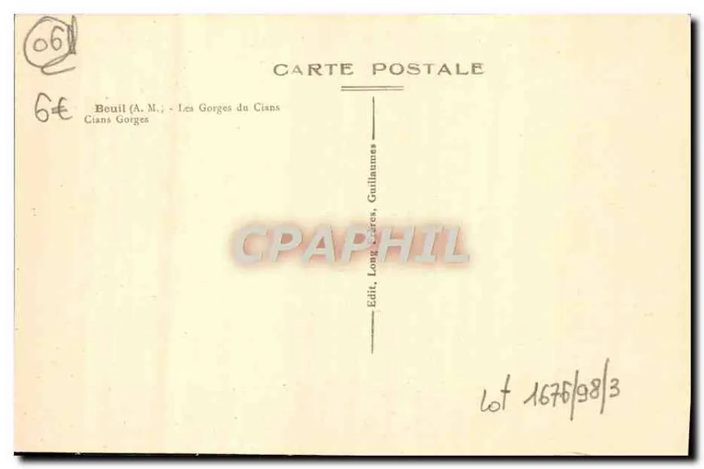 As Gorges do Cians — Beuil (A.M.) — Edit. Long, Cians, Guillaume - Verso