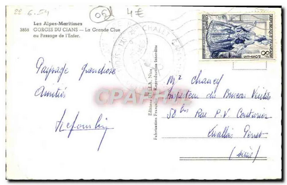 Les Gorges du Cians — La Grande Clue — éditeur Éditions F. Chalet, Nice - Rückseite