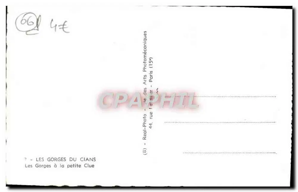 Die Schluchten des Cians — bei der Kleinen Clue — Réal-Photo, 44, rue Tariélier - Paris (15e) - Rückseite