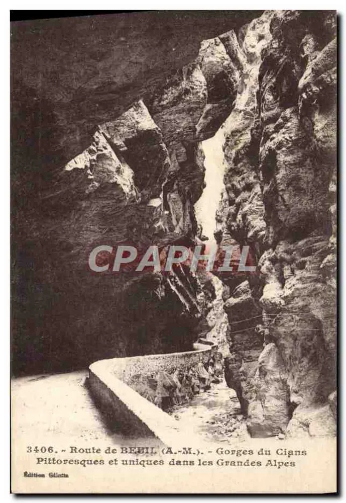 Gorges do Cians — Estrada de BEHIL (A.-M.) — Édition Giletta, n° 3406 - Frente