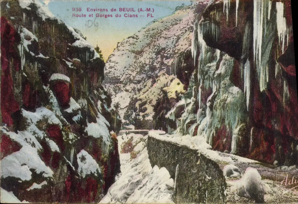 Arredores de BEUIL (A.-M.) — Estrada e Gorges do Cians — FL - Frente