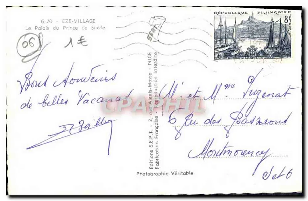 Eze-Village — O Palácio do Príncipe da Suécia — Éditions S.E.P.T. - Verso