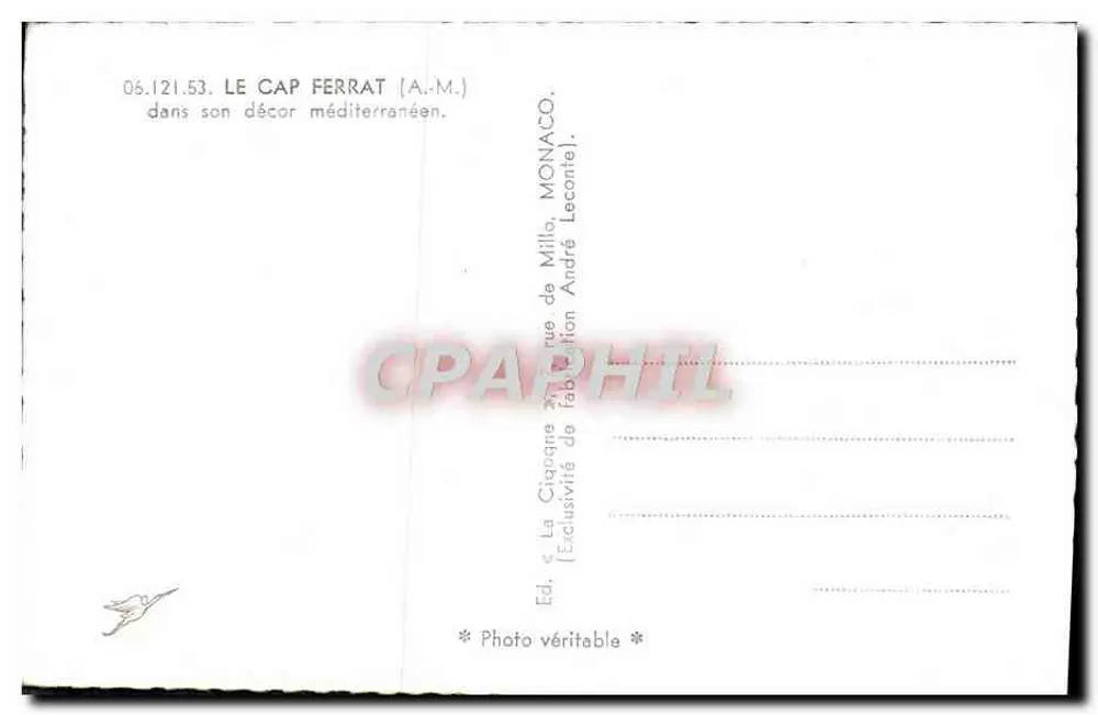 O Cabo Ferrat (A.M.) — em seu cenário mediterrâneo — La Cigogne, n° 06.121.53 - Verso