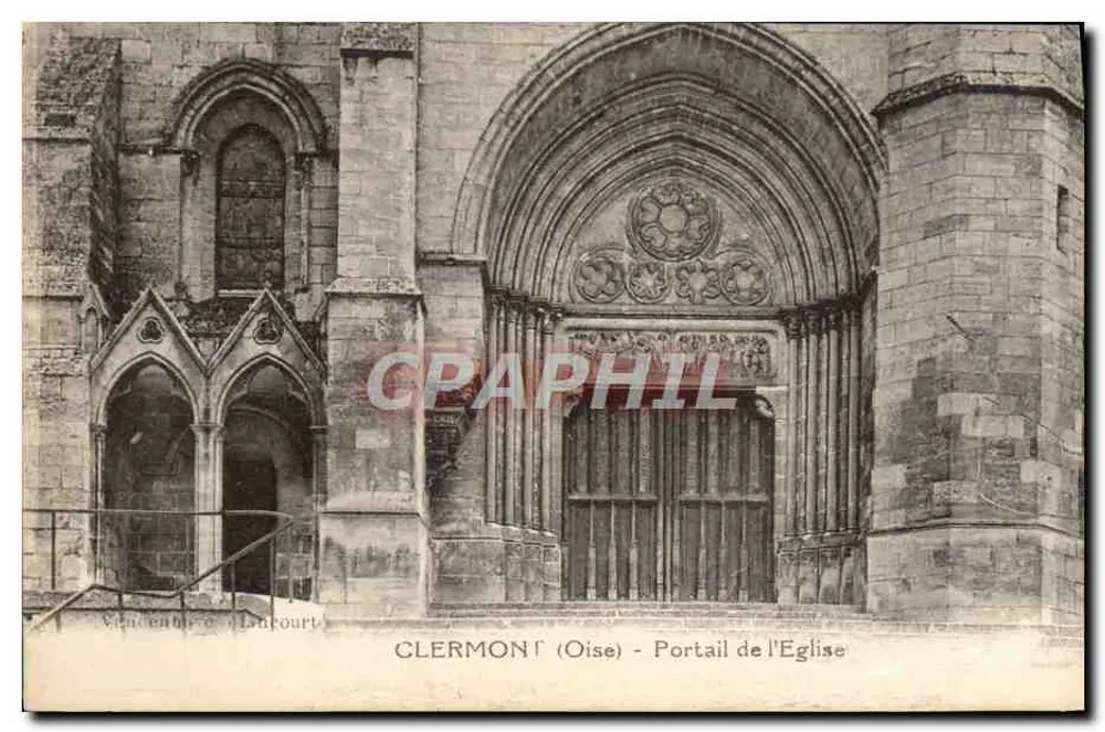 Clermont (Oise) - Portal Kościoła — Widok z mgłą (Linctourt) — wydawca nie widoczny - Awers