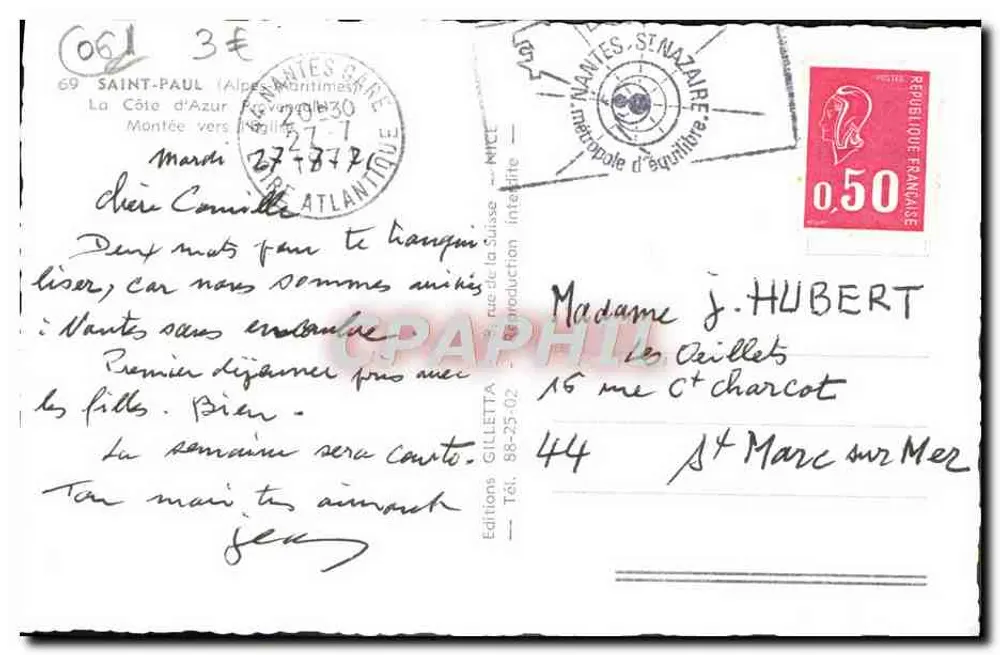 Ruela pavimentada em Saint-Paul (Alpes-Maritimes) — editora Editions Gilletta, n° 69 - Verso