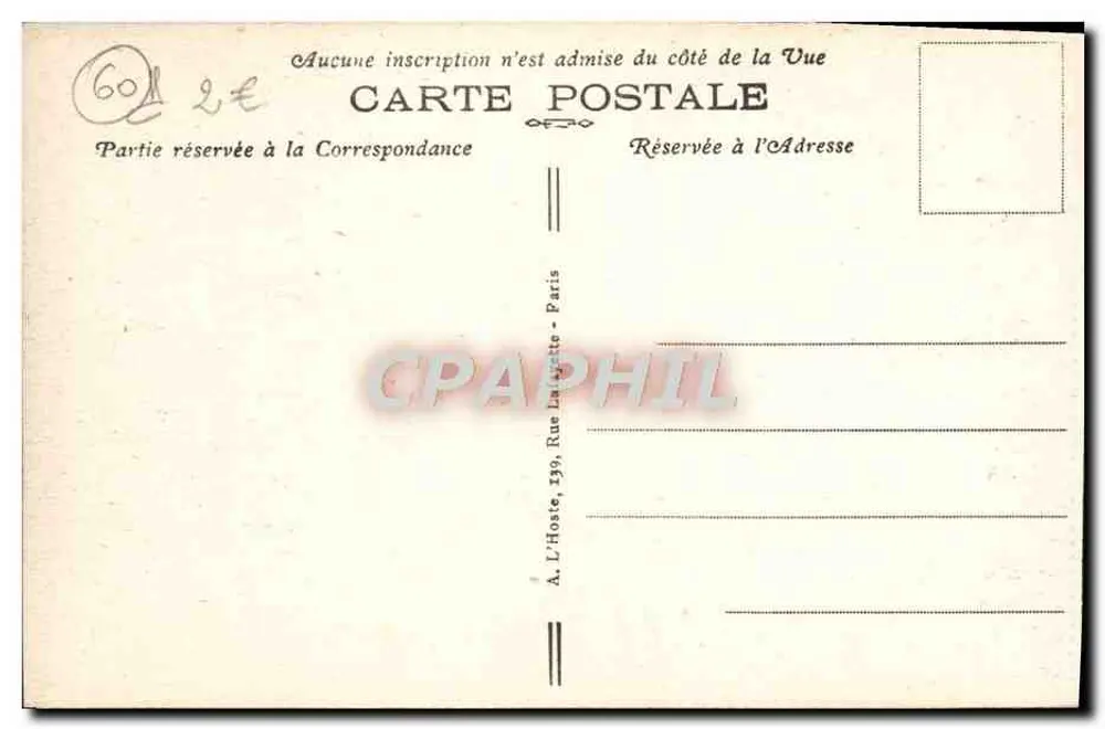 Forêt de Compiègne — Innenraum des Wagens des Marschalls Foch, in dem der Waffenstillstand am 11. November 1918 unterzeichnet wurde — L'H. Paris - Rückseite