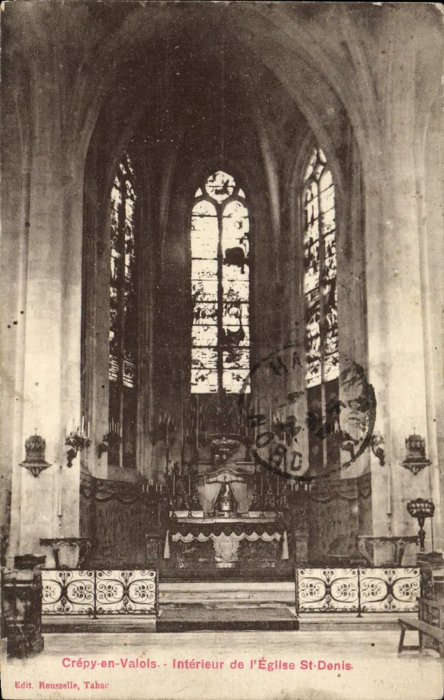 Crépy-en-Valois — Innenansicht der Kirche St-Denis — Edit. Rousselle, Tabac - Vorderseite