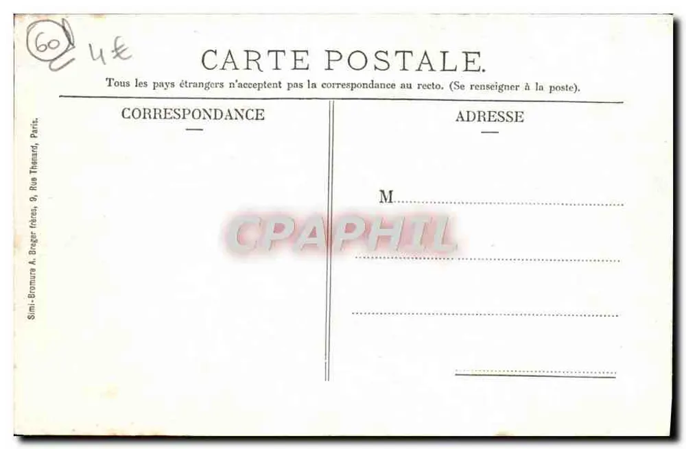 Umgebung von Senlis - Ermenonville - Der Park - Die Tafel der Liebenden — Vignon fils, Verlag, Senlis - Rückseite