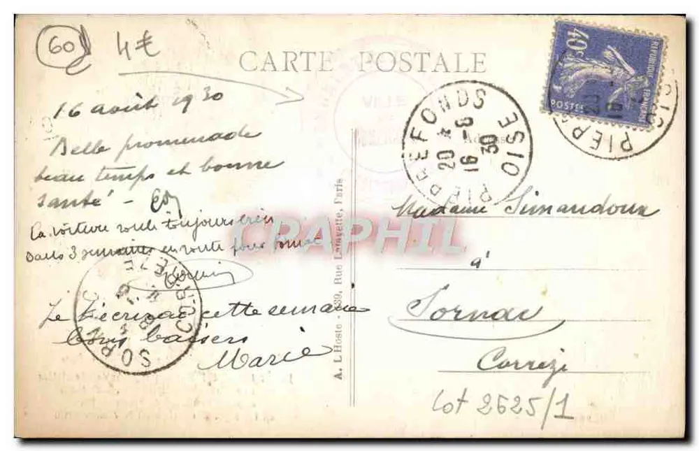 Floresta de Compiègne — Cruzeiro da Renderição — Marcel Magès, arquiteto — 11 Novembro 1918 - Verso