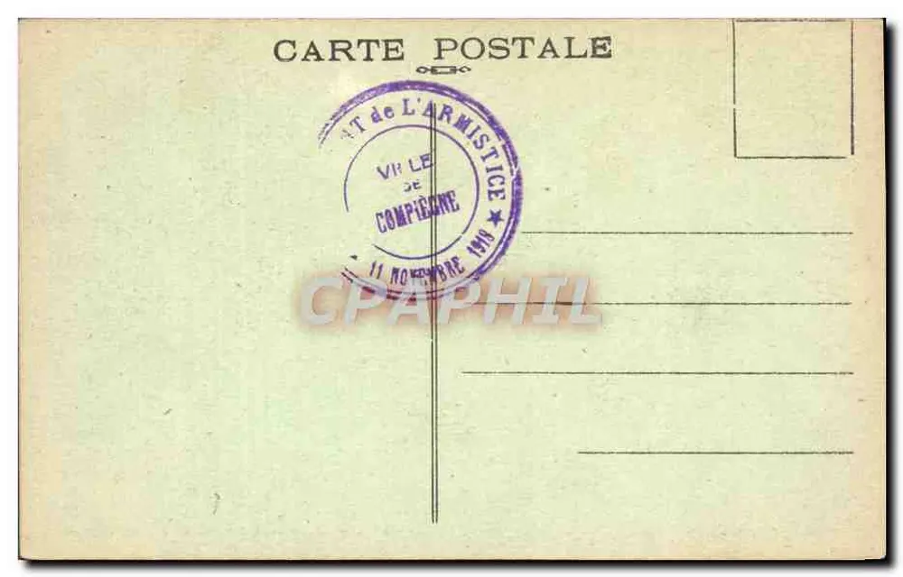 Floresta de Compiègne — Vagão do Armistício — Mesa sobre a qual foi assinado o armistício do 11 de Novembro de 1918 - Verso