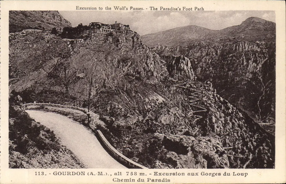 Gourdon (A.M.) — Ausflug zu den Gorges du Loup, Chemin du Paradis — J. Gilletta, Nice - Vorderseite