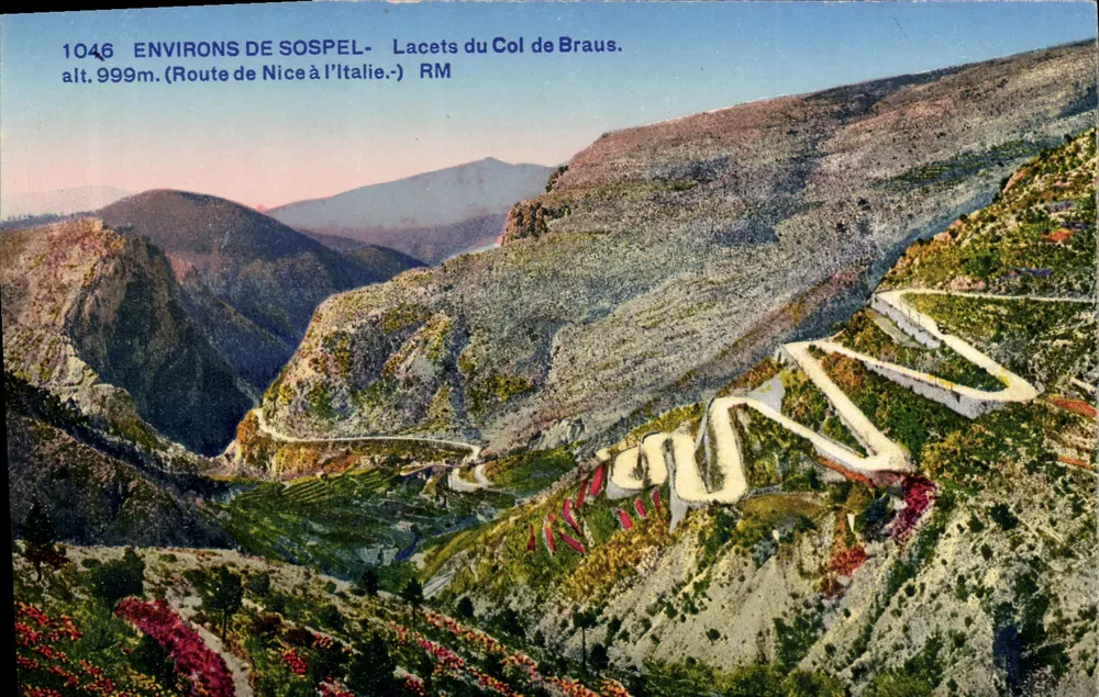 Um Sospel — Lacets du Col de Braus — Edition d'Art Rostan & Munier, Nice - Vorderseite