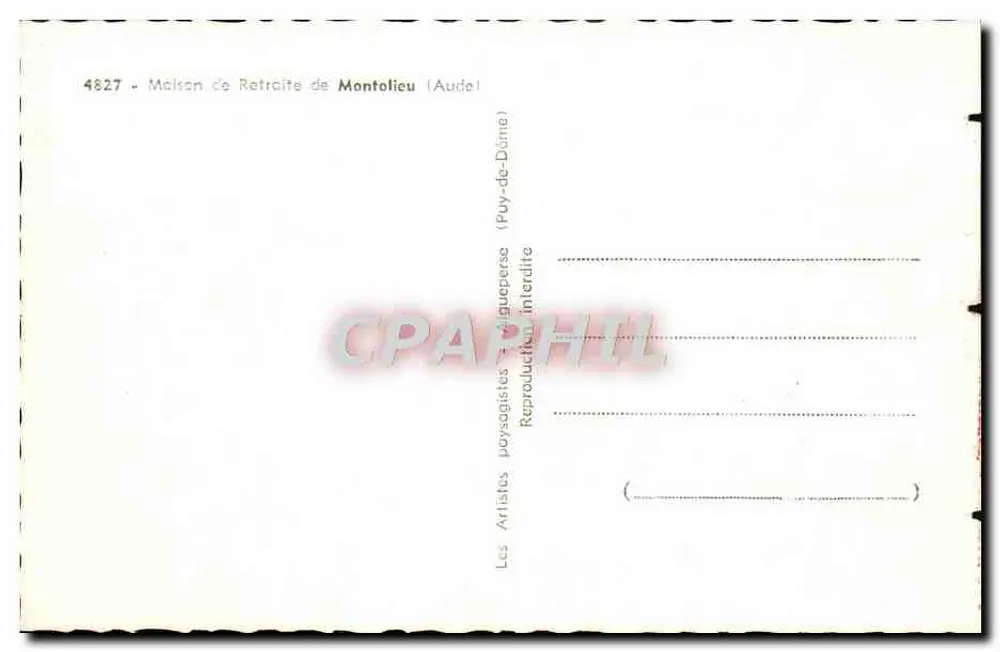 Casa de Repouso de Montolicu (Aude) — Puy-de-Dôme — editor não visível - Verso