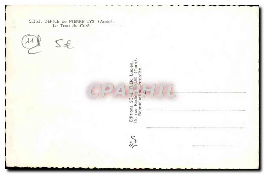 Pierre-Lys Parade — Le Trou du Curé — Scheffer Lucien Editions (Tarn) - Back
