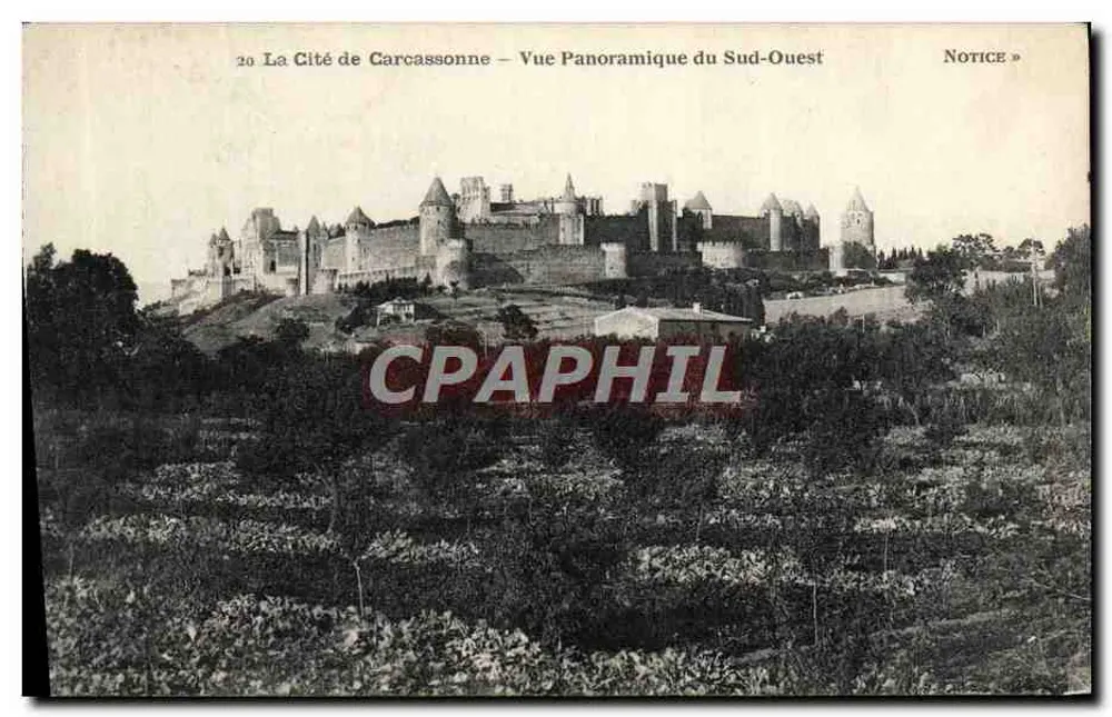 Carcassonne — Panoramablick von Südwesten — Michel Jordy - Vorderseite