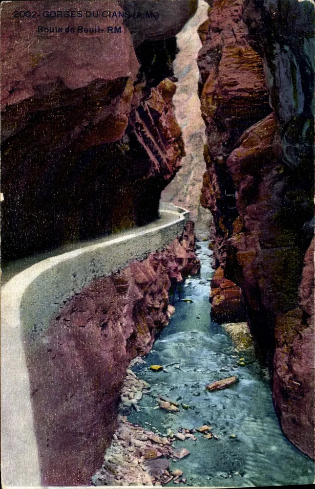 Gorges do Cians (A.M.) — Estrada de Beuil — Edição de Arte Rostan & Munier, Nice - Frente