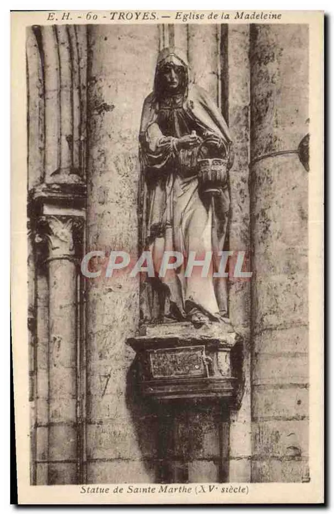 Troyes — Kirche der Madeleine — Statue der Heiligen Martha (15. Jahrhundert) - Vorderseite