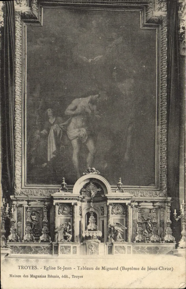 Troyes - Kirche St-Jean - Gemälde von Mignard (Taufe Jesu Christi) - Maison des Magasins Réunis, Verlag, Troyes - Vorderseite