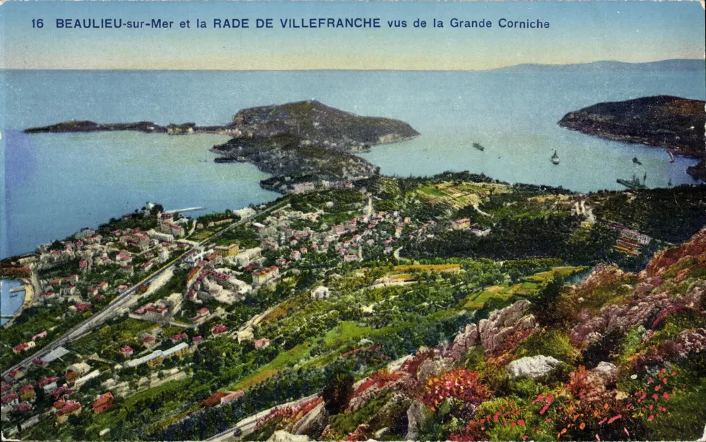 Beaulieu-sur-Mer und die Rade de Villefranche vom Grande Corniche aus gesehen — Serie 16 — Photocromie A.D.I.A. Nice - Vorderseite