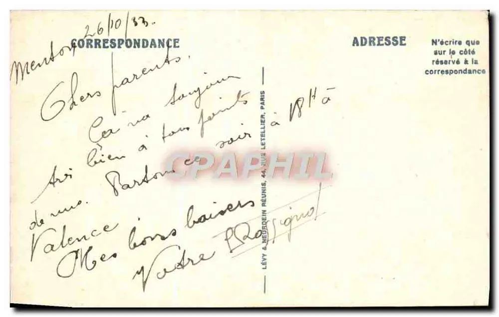 Menton — A Velha Cidade — LL, n° 115 - Verso