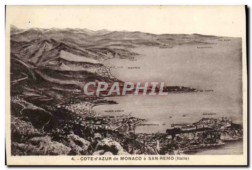 Côte d'Azur de Monaco a San Remo (Itália) — vista aérea — editor não visível, n° de série 4 - Frente