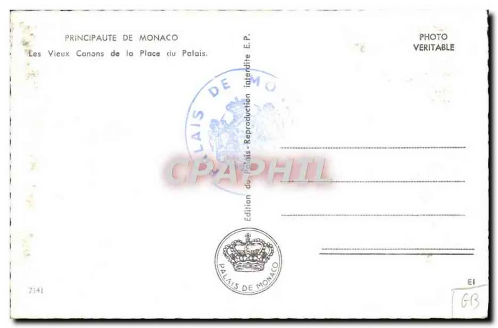 Die alten Kanonen auf dem Palastplatz — Fürstentum Monaco — Édition du Palais E.P. - Rückseite