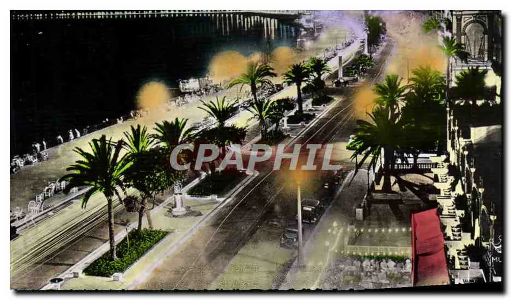 Nice - A Promenade dos Ingleses, efeito de noite — Éditions d'Art Montluier, NICE - Frente