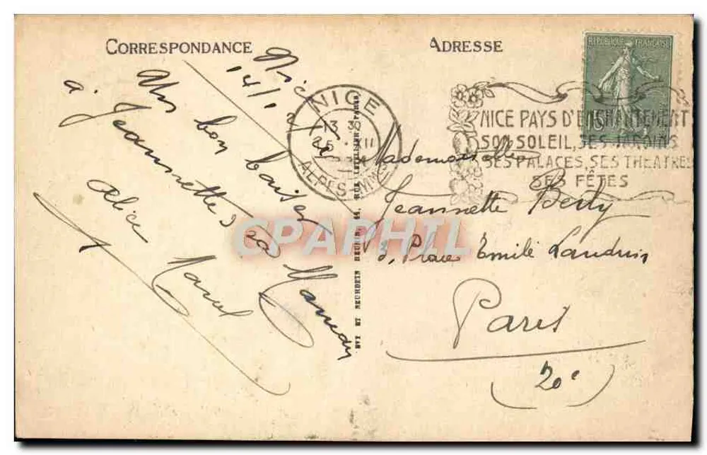 Nice - Os Jardins - Avenida de Verdun — LL Selecta, n°112 - Verso