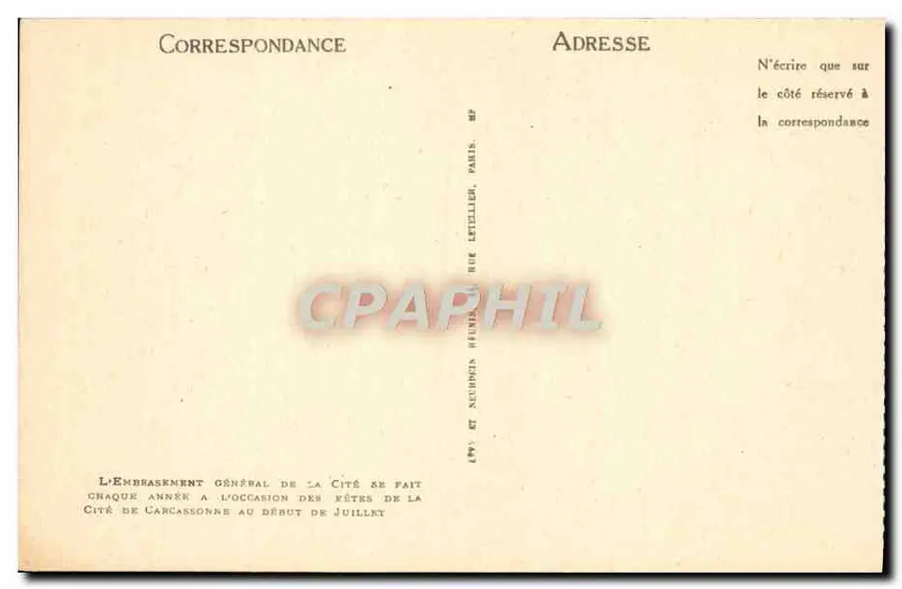 Carcassonne — Ansicht der Stadt an dem Tag des Embrazements — LL. - Rückseite