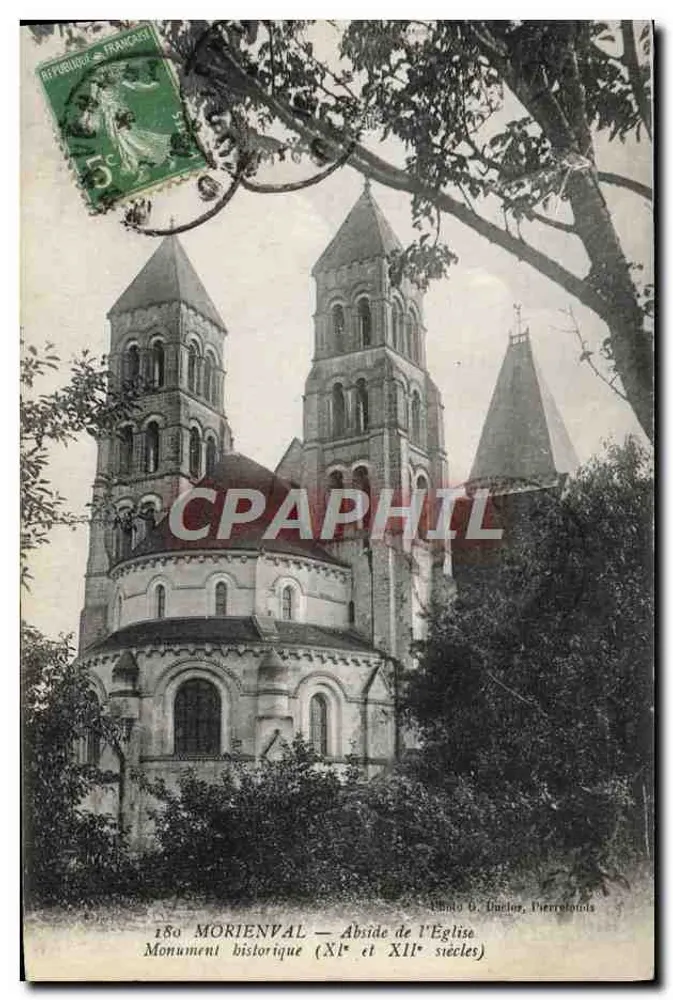 MORIENVAL — Abside da Igreja — Monumento Histórico (séculos XI e XII) — Foto G. Duclos, Pierrefonts - Frente