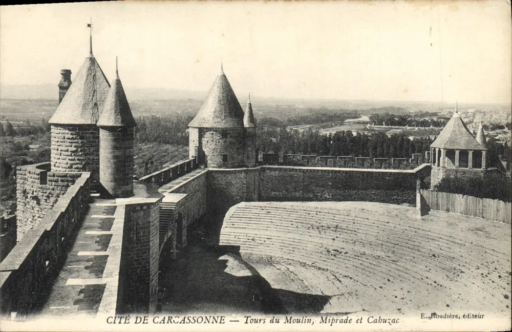 Cité de Carcassonne — Türme des Moulin, Miprade und Cabuzac — E. Roudière, Verleger - Vorderseite