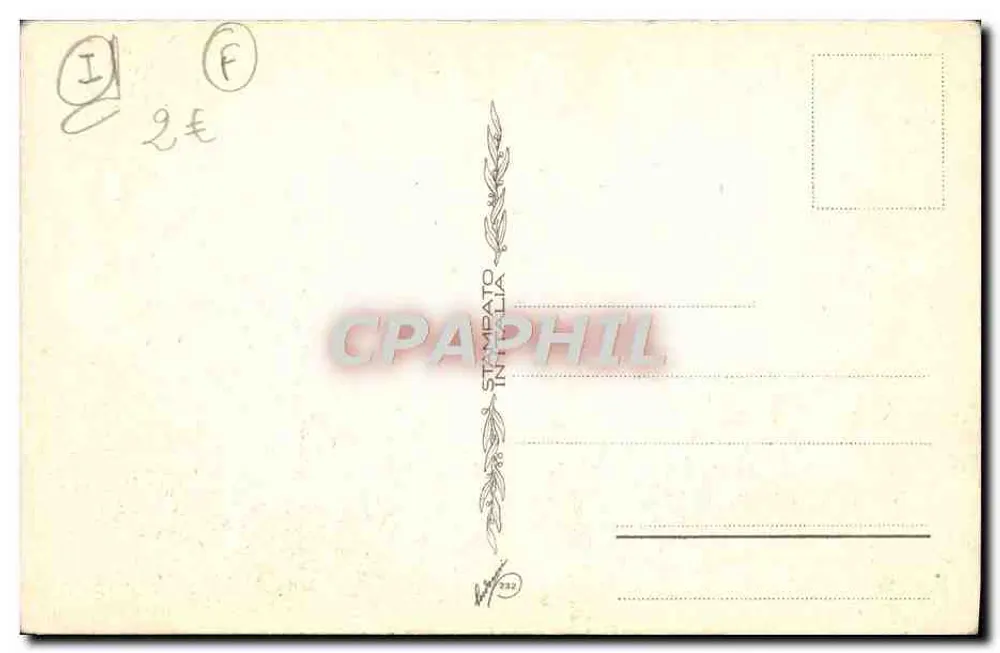 ग्रामीण दृश्य जिसमें झोपड़ी और घर हैं — प्रकाशक Stampato Inaphil, संख्या 232 - पीछे