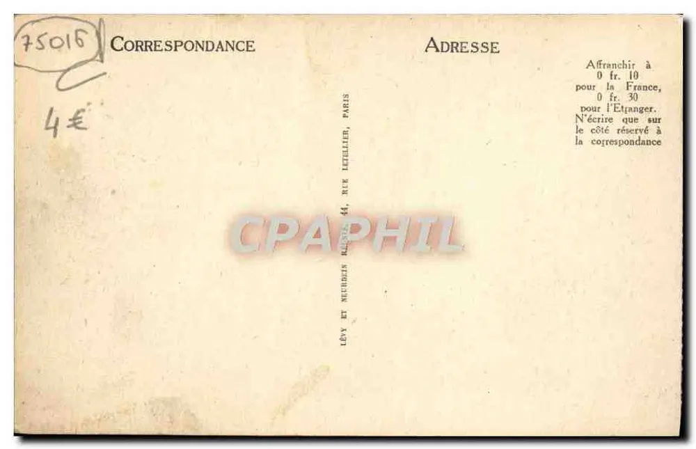 Paris - O Trocadéro — editor LL, n° 850 - Verso