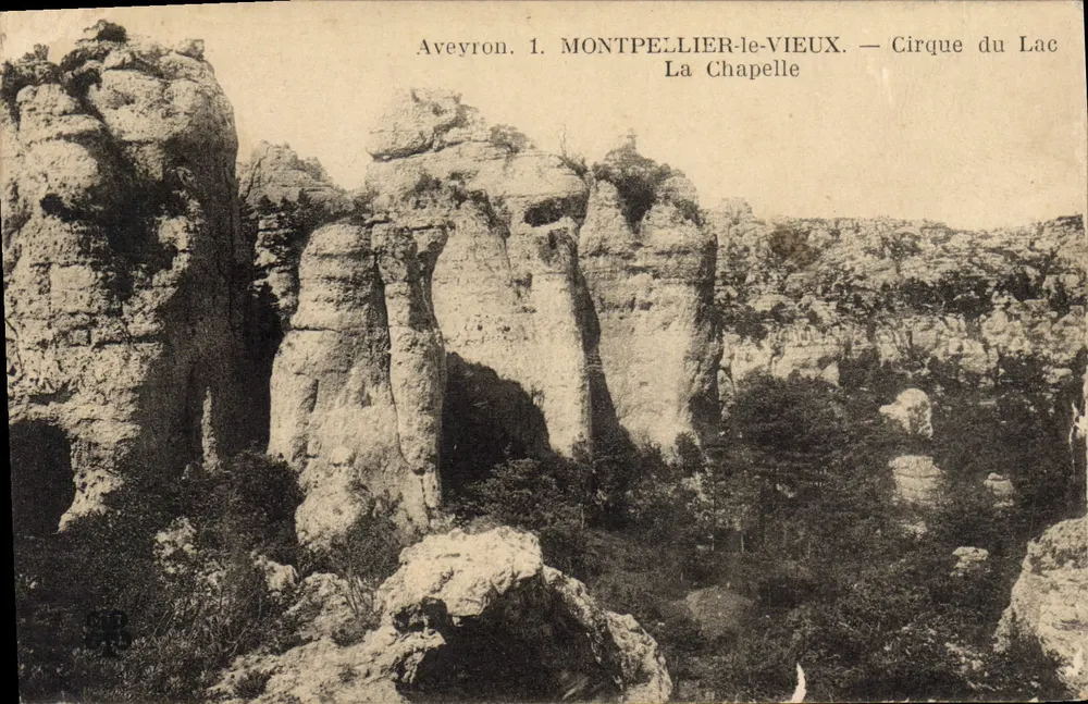 Aveyron. 1. MONTPELLIER-le-VIEUX — Ansicht des Cirque du Lac La Chapelle - Vorderseite