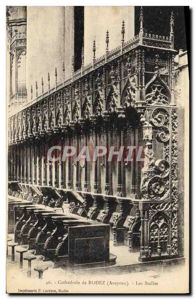 Catedral de RODEZ (Aveyron) — As Stalles — Impressão P. Carrère, Rodez - Frente